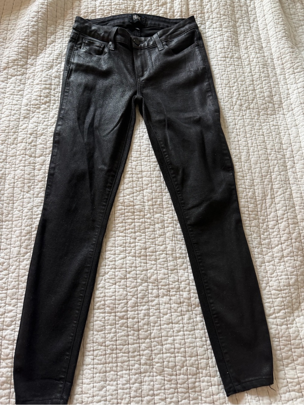 PAIGE Black Coated Skinny Jeans